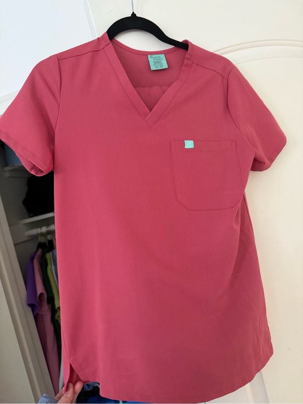Women's V-Neck Scrub Top  and jogger bottoms in Dusty Rose Pink